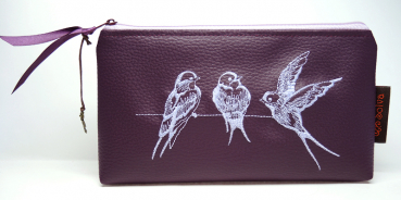 Necessaire Vögel Aubergine